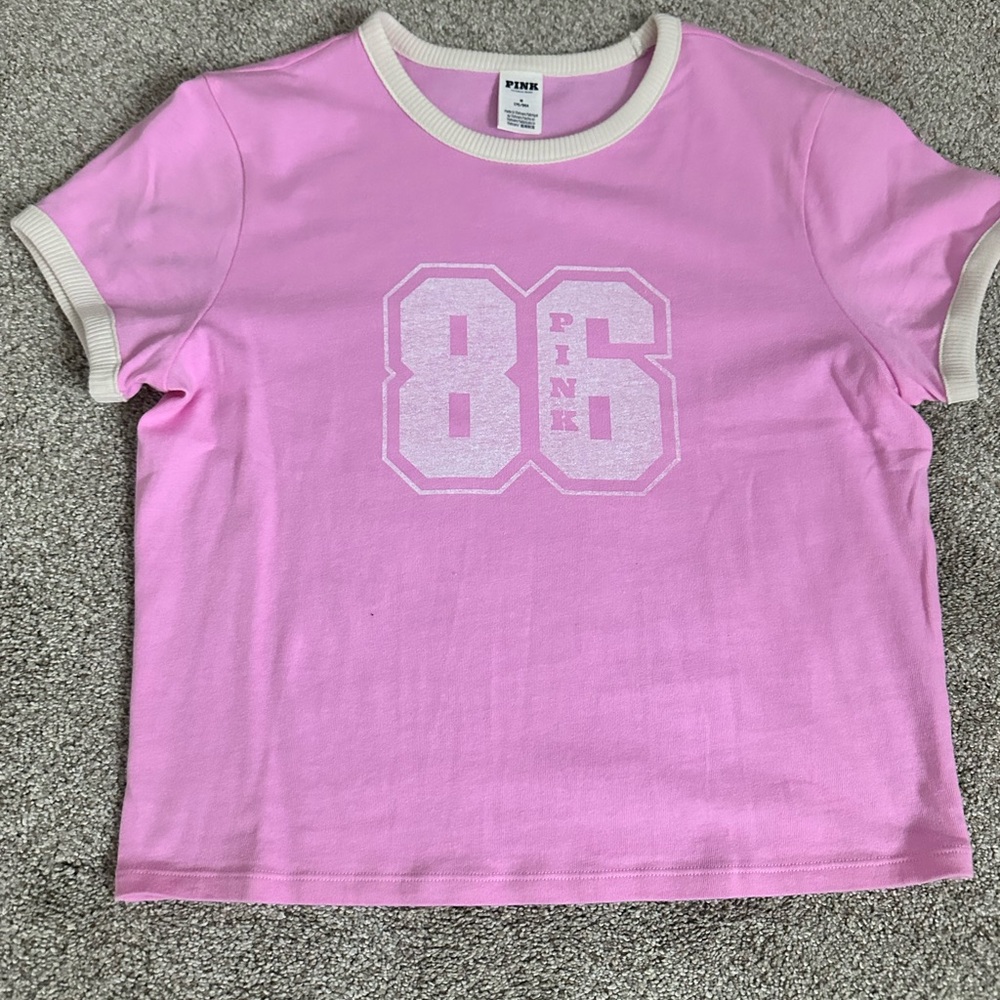 PINK Victoria's Secret Light Pink Tee with '86' Design